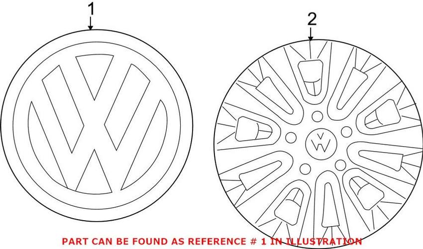 VW Wheel Center Cap (w/ Emblem) 7B0601149A